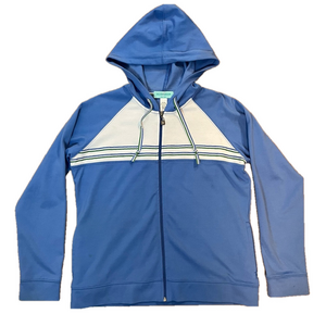 Silverwear NY Women’s Blue and White Hoodie with Stripes M Vintage Inspired